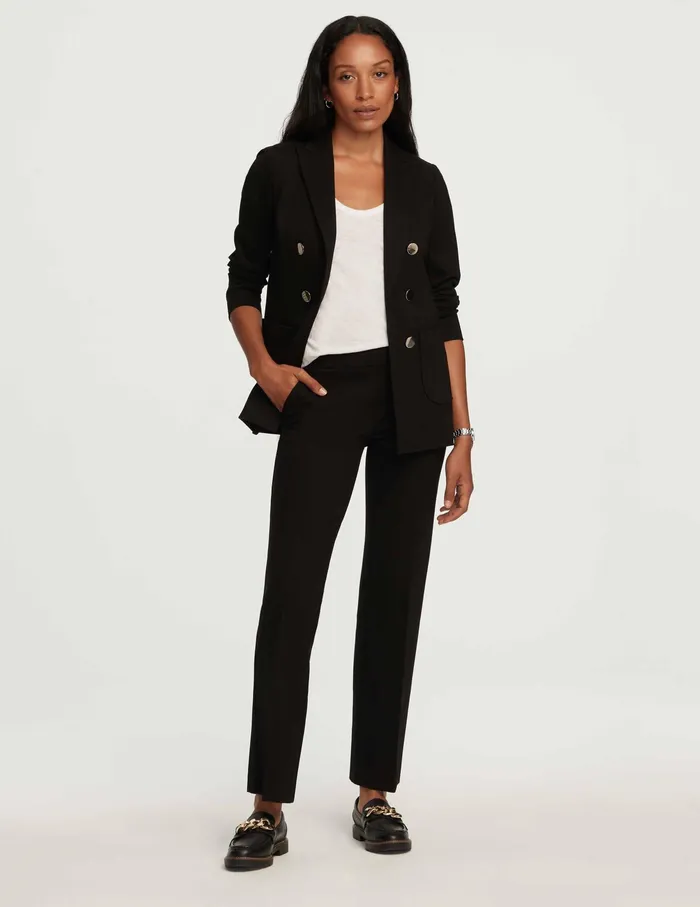 Anne Klein Faux Mini Double Breasted Jacket With Patch Pockets Anne Black Women Clothing