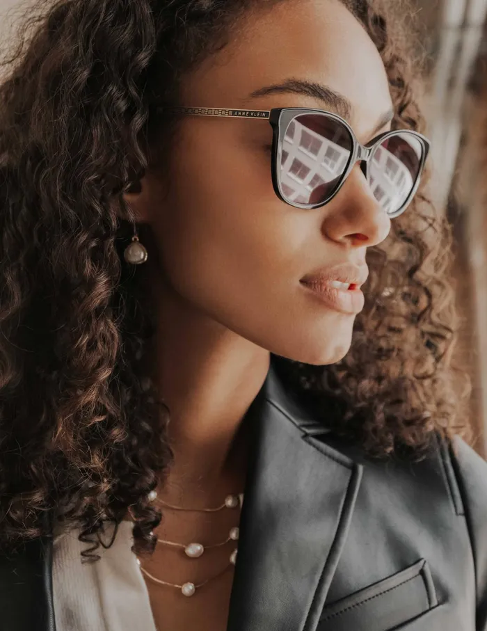 Anne Klein Horn Classic Square Sunglasses Black Women Accessories