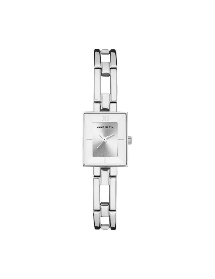 Anne Klein Iconic Rectangular Case Bangle Watch Silvertone Women Watches 038 Jewelry