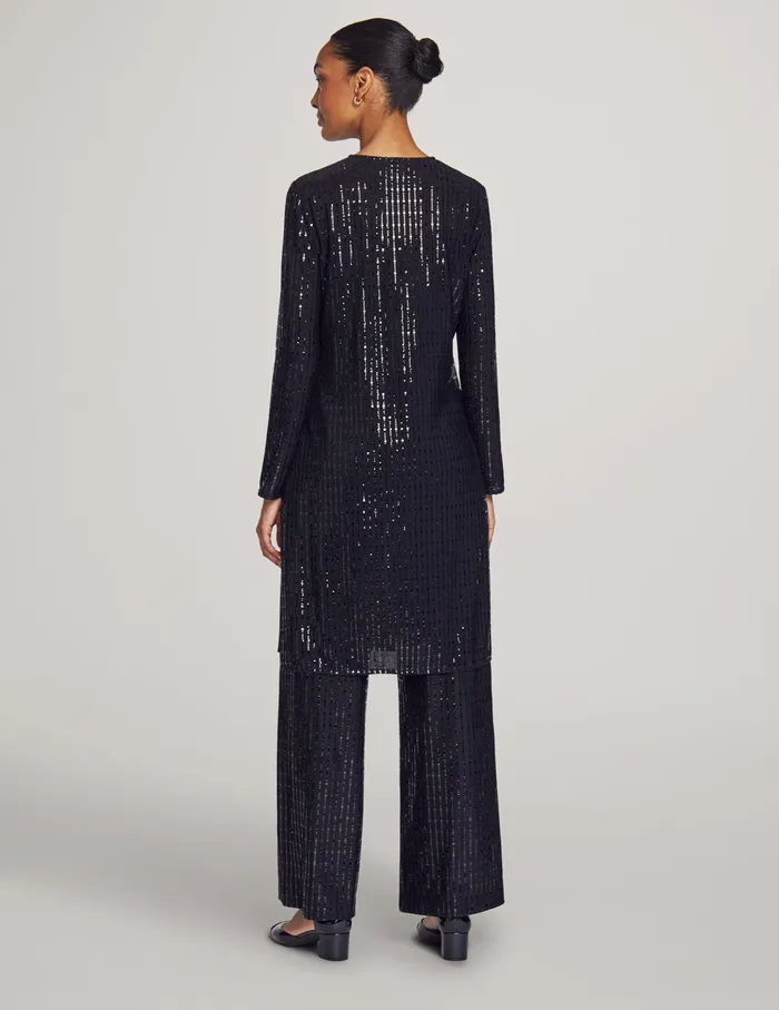 Anne Klein Linear Shine Duster Anne Black Women Clothing