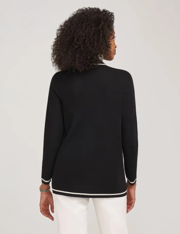Anne Klein Malibu Cardigan With Tipping Anne Black Women Clothing