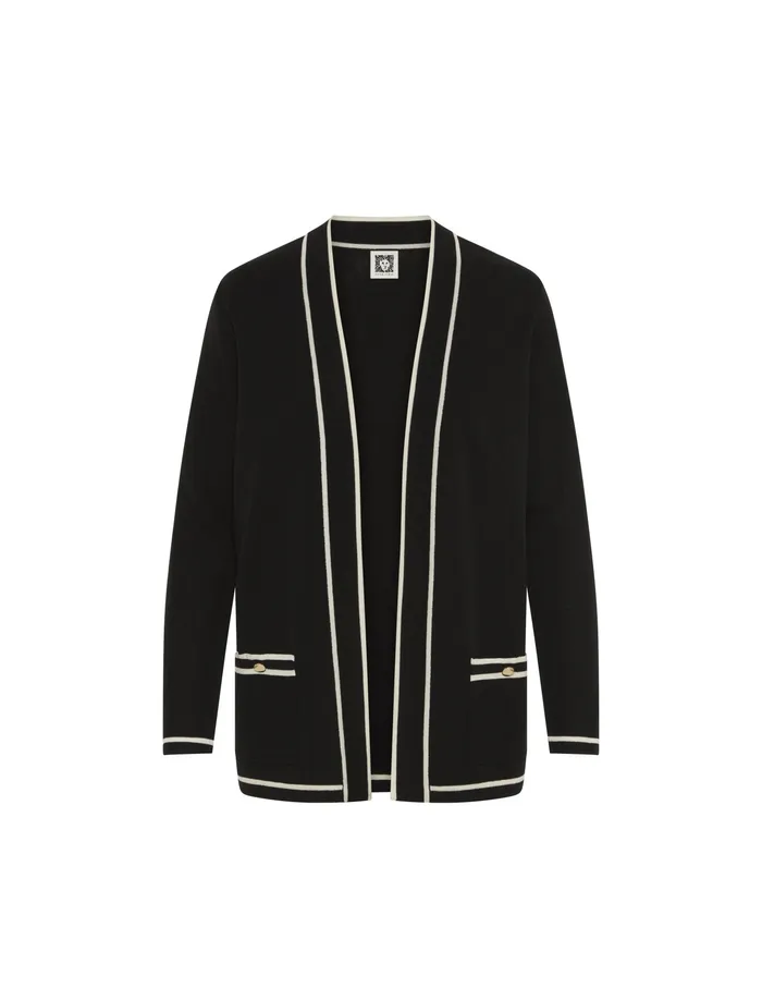Anne Klein Malibu Cardigan With Tipping Anne Black Women Clothing