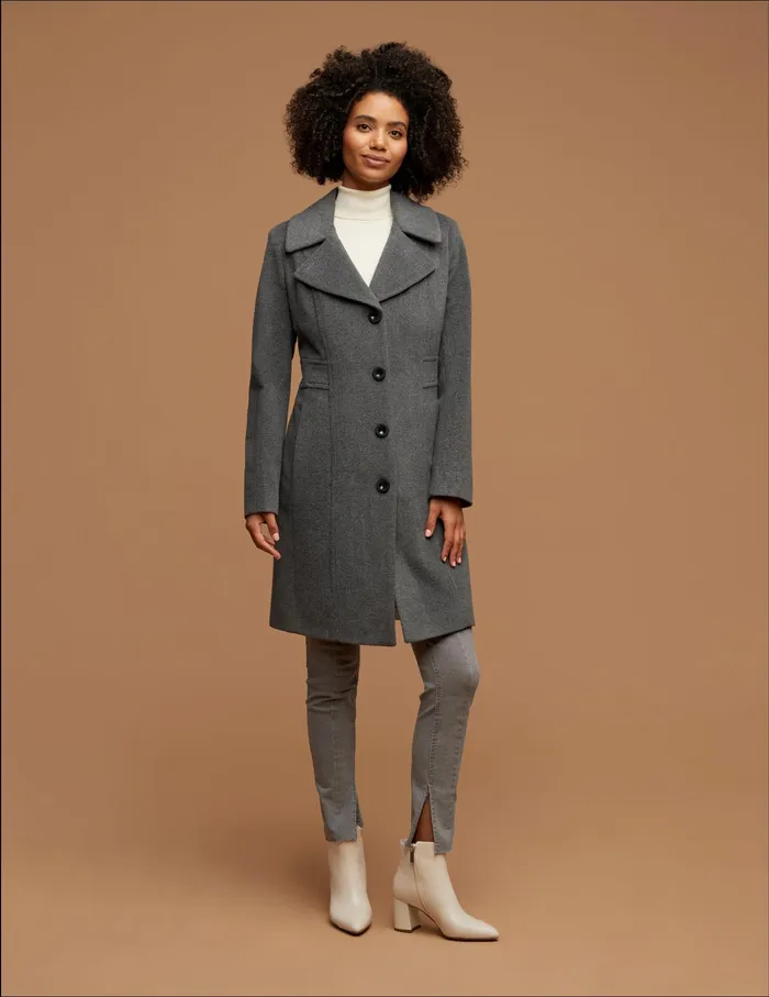 Anne Klein Notch Collar Wool Coat Light Grey Women Clothing