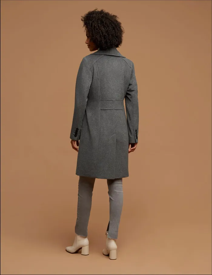 Anne Klein Notch Collar Wool Coat Light Grey Women Clothing