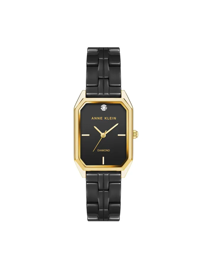 Anne Klein Octagonal Ceramic Diamond Dial Watch Goldtone Women Watches 038 Jewelry