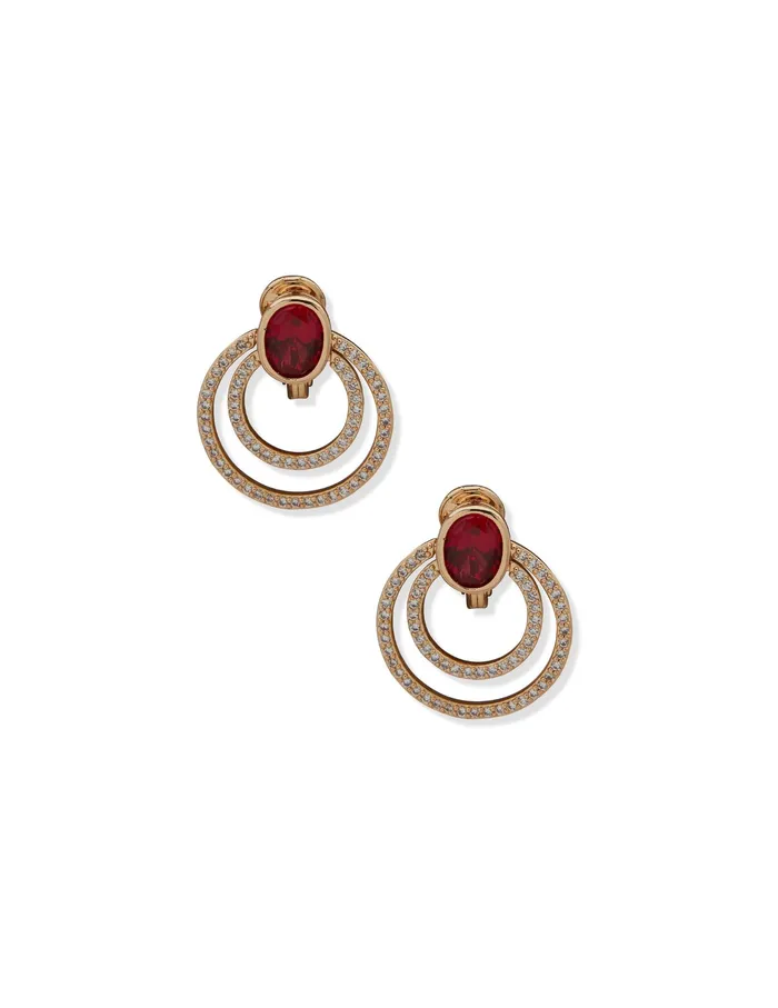 Anne Klein Oval Pave Doorknocker Clip On Earrings Gold Tone Women Watches 038 Jewelry