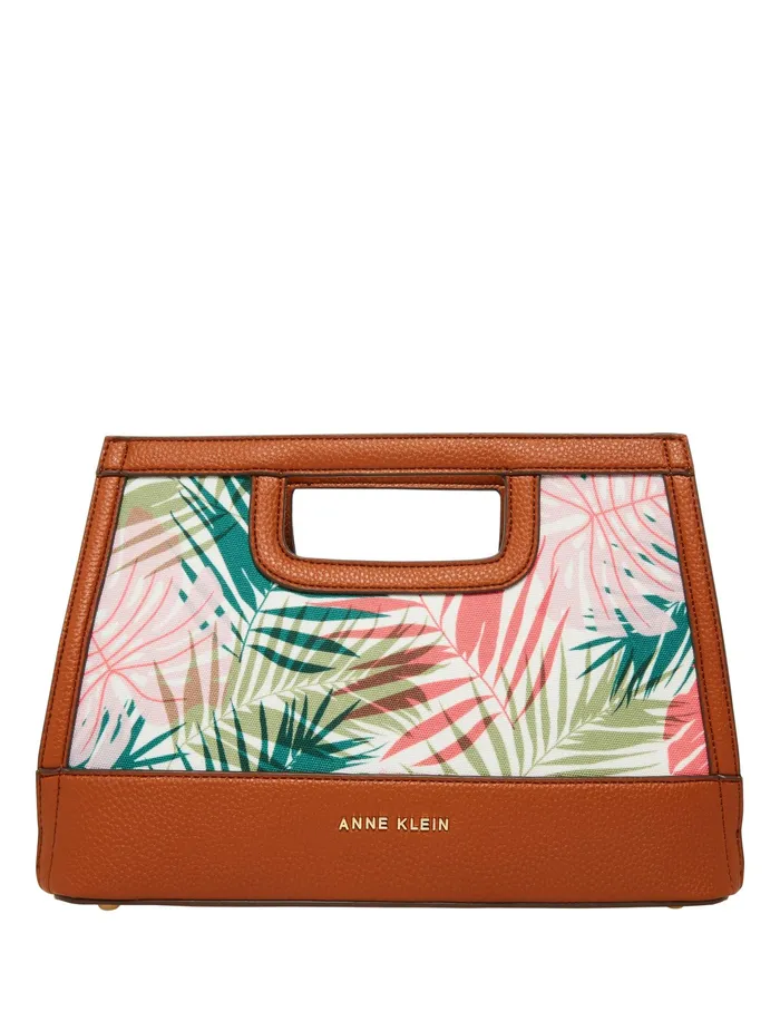 Anne Klein Palm Print Convertible Clutch Fruit Punch Multi Palm Women Handbags