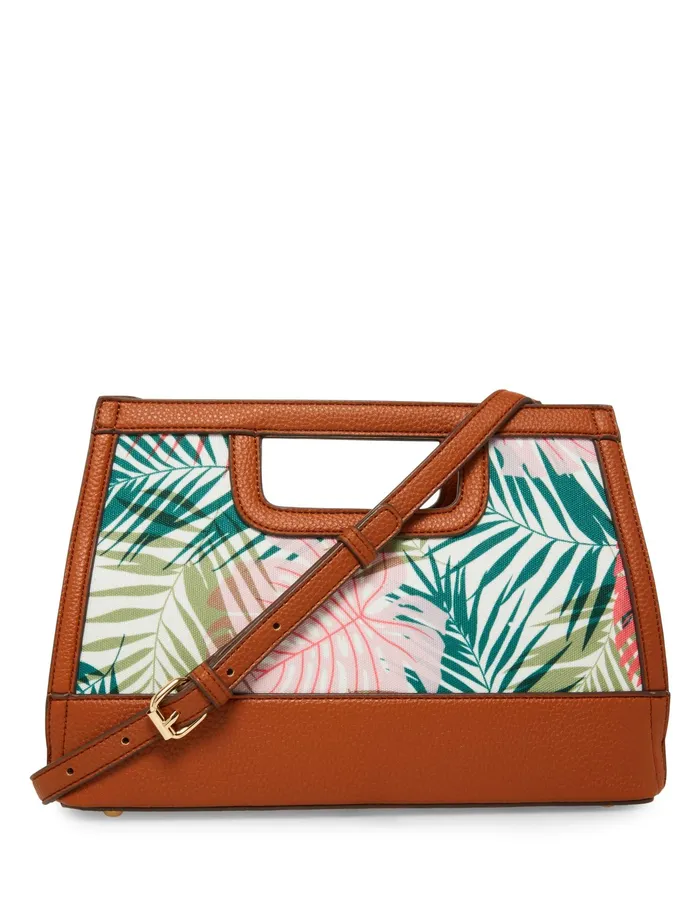 Anne Klein Palm Print Convertible Clutch Fruit Punch Multi Palm Women Handbags
