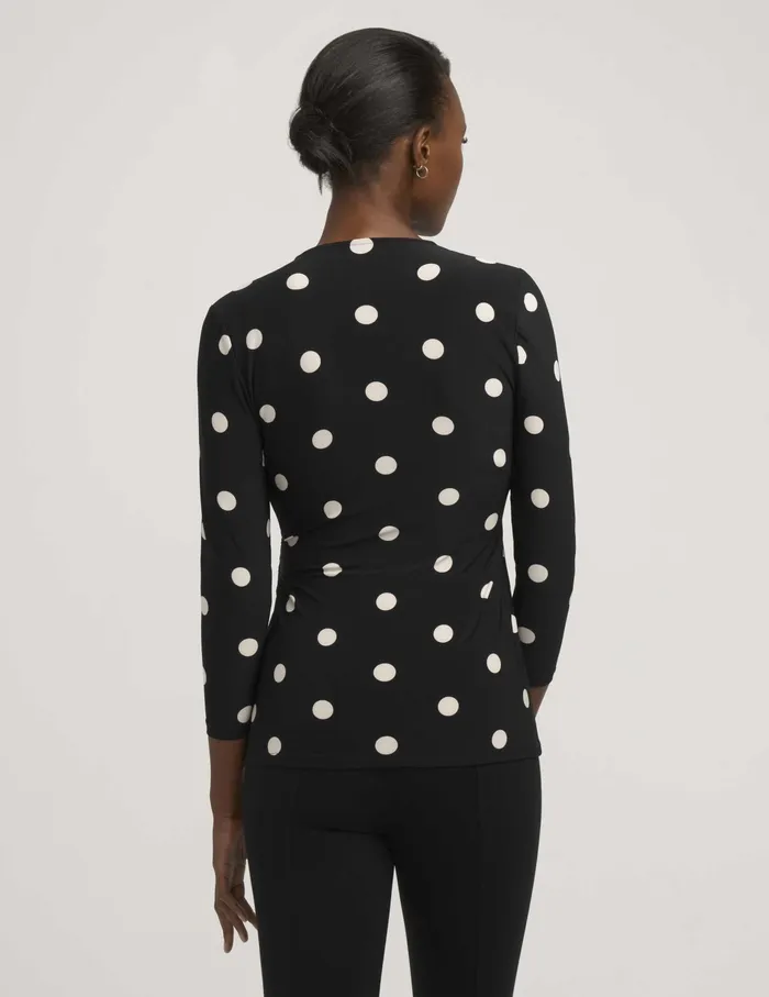 Anne Klein Petite Printed Faux Wrap Top Anne Black Women Clothing