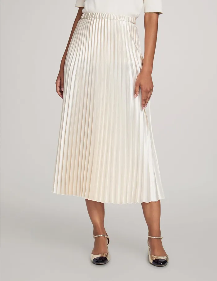 Anne Klein Pull On Pleated Skirt Anne White Women Clothing