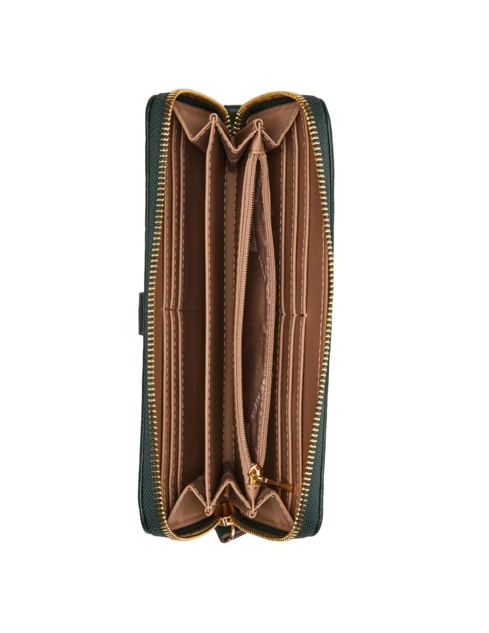 Anne Klein Round AK Zip Around Wallet Evergreen Women Handbags