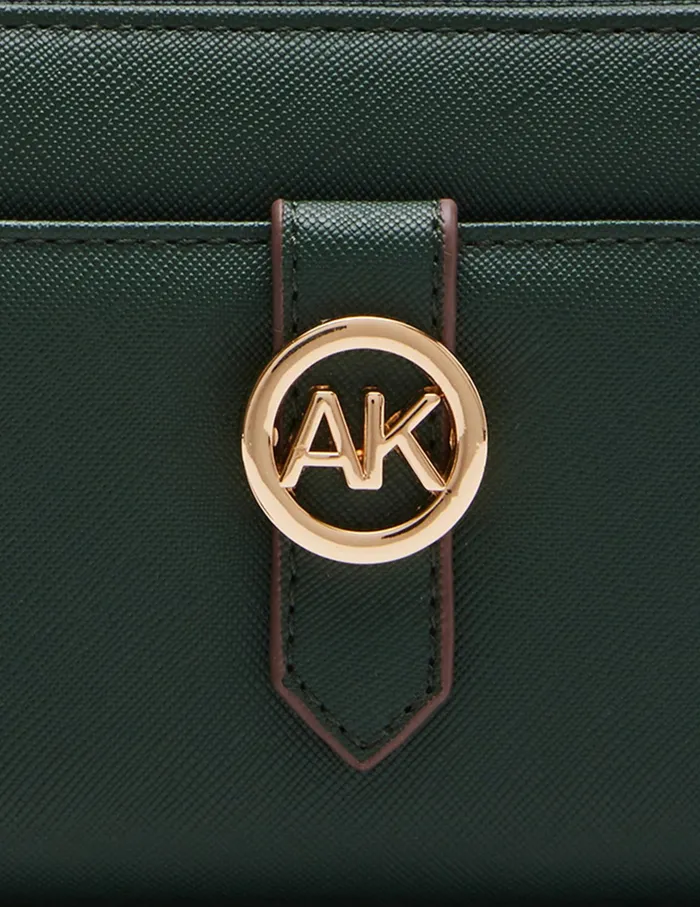 Anne Klein Round AK Zip Around Wallet Evergreen Women Handbags