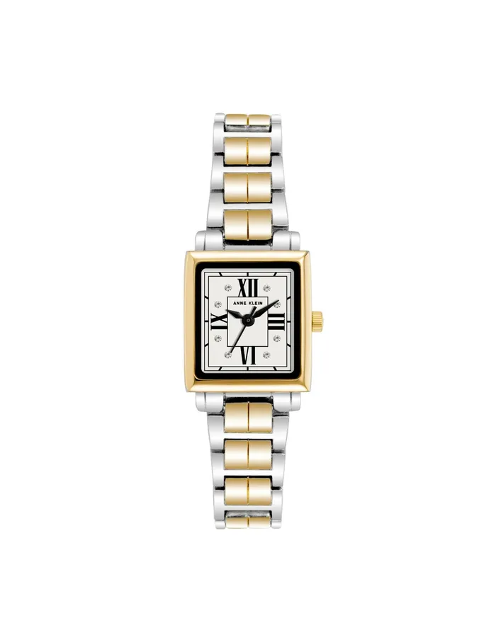 Anne Klein Square Case TwoTone Bracelet Watch Silvertone Women Watches 038 Jewelry