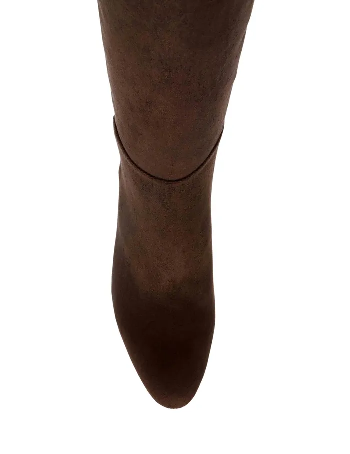 Anne Klein Vella Wedge Tall Boot Dk Brown Ms Women Shoes