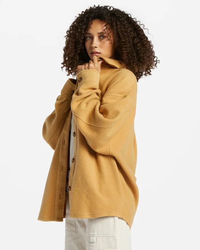 Anytime Shacket Oversized ButtonThrough Jacket Cosmic Khaki Women Billabong Essentials