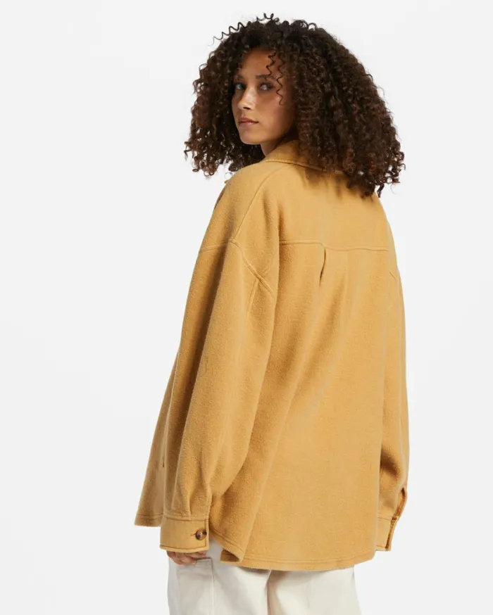 Anytime Shacket Oversized ButtonThrough Jacket Cosmic Khaki Women Billabong Essentials