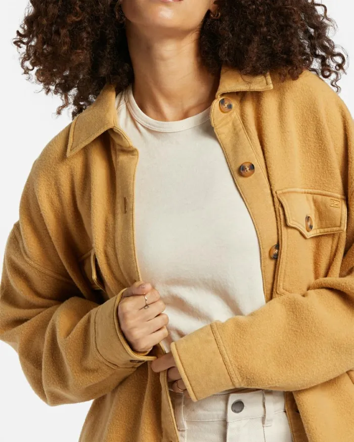 Anytime Shacket Oversized ButtonThrough Jacket Cosmic Khaki Women Billabong Essentials
