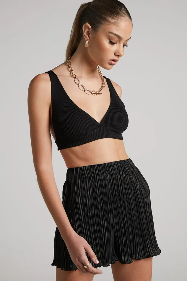 Archer Shorts 8211 High Waisted Plisse Shorts In Black Women Showpo Loungewear
