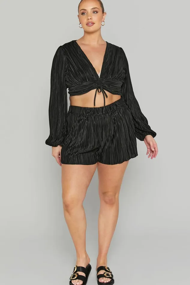 Archer Shorts 8211 High Waisted Plisse Shorts In Black Women Showpo Loungewear