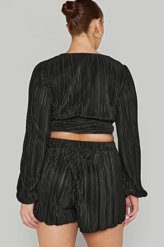 Archer Shorts 8211 High Waisted Plisse Shorts In Black Women Showpo Loungewear