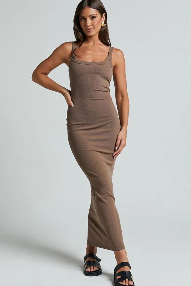 Archiena Maxi Dress 8211 Scoop Neck Sleeveless Ribbed Singlet Dress In Mocha Women Showpo Basics Archiena Maxi Dress 8211 Scoop Neck Sleeveless Ribbed Singlet Dress In Mocha Women Showpo Basics