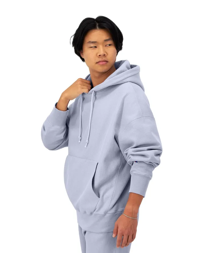 Arena Reverse Weave Hoodie C Patch Washed Starlet Blue Men Champion Hoodies and Sweatshirts