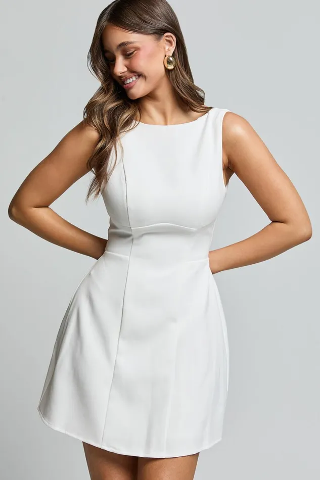 Arisa Mini Dress 8211 High Neck Backless Dress In White Women Showpo Dresses