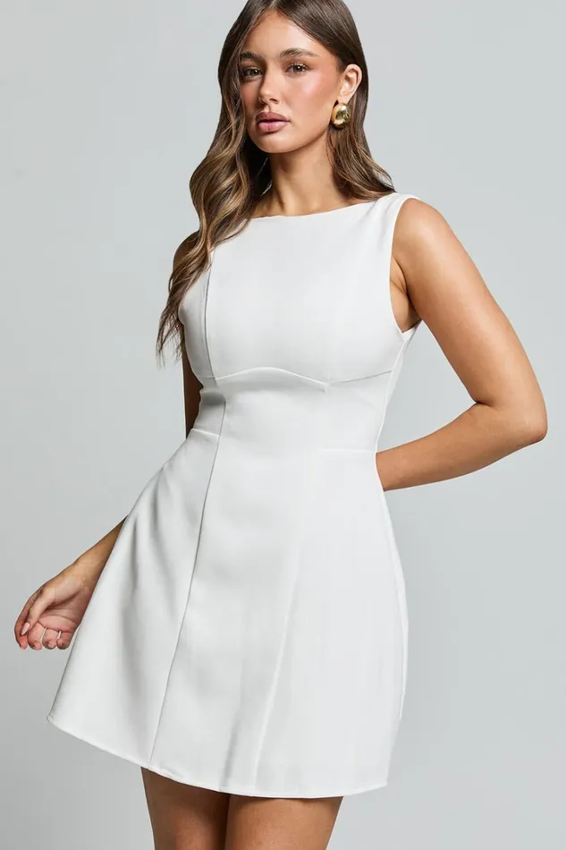 Arisa Mini Dress 8211 High Neck Backless Dress In White Women Showpo Dresses