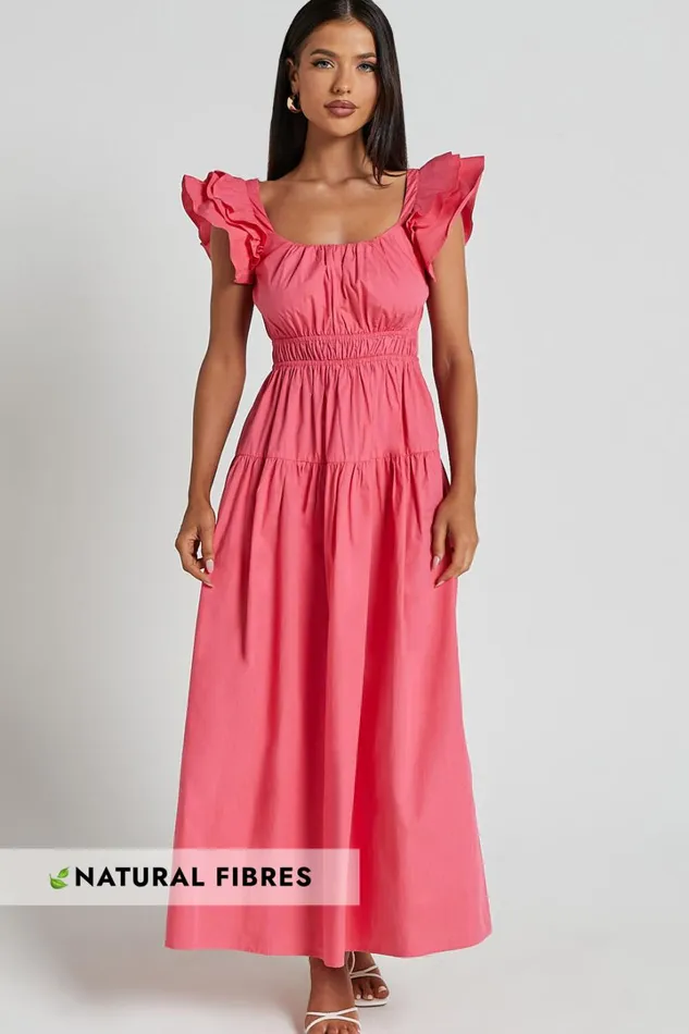 Arlene Midi Dress 8211 Square Neck Shoulder Frill Tiered Dress In Berry Women Showpo Conscious Arlene Midi Dress 8211 Square Neck Shoulder Frill Tiered Dress In Berry Women Showpo Conscious