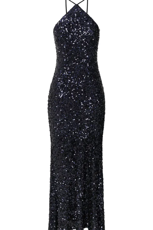 Aurora Maxi Dress 8211 Halter Neck Bodycon Sequin In Navy Women Showpo Dresses
