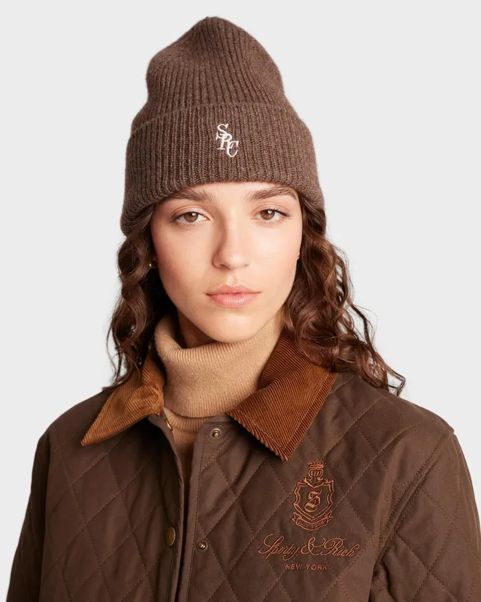 Beanies and Scarves Women Sporty and Rich SRC Wool Beanie 8211 Chocolate