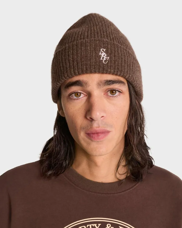 Beanies and Scarves Women Sporty and Rich SRC Wool Beanie 8211 Chocolate