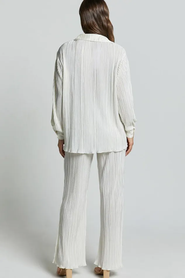 Beca Shirt 8211 Plisse Button Up Shirt In Cream Women Showpo Tops