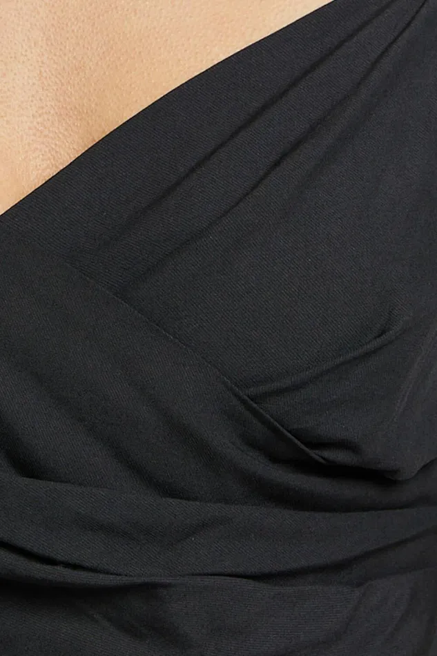 Bella Top 8211 Off Shoulder Cross Over Puff Sleeve Crop Top In Black Women Showpo Tops