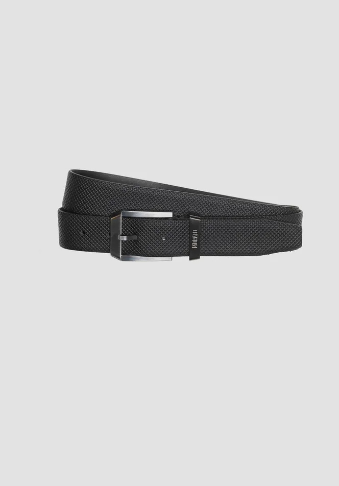 Belts Men Antony Morato 35mm Leather Belt With Buckle Black Belts Men Antony Morato 35mm Leather Belt With Buckle Black
