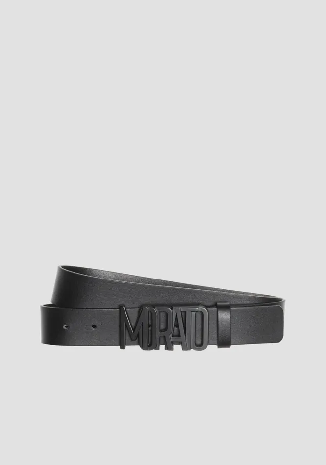 Belts Men Antony Morato Genuine Leather Belt With 034Morato034 Tab Black