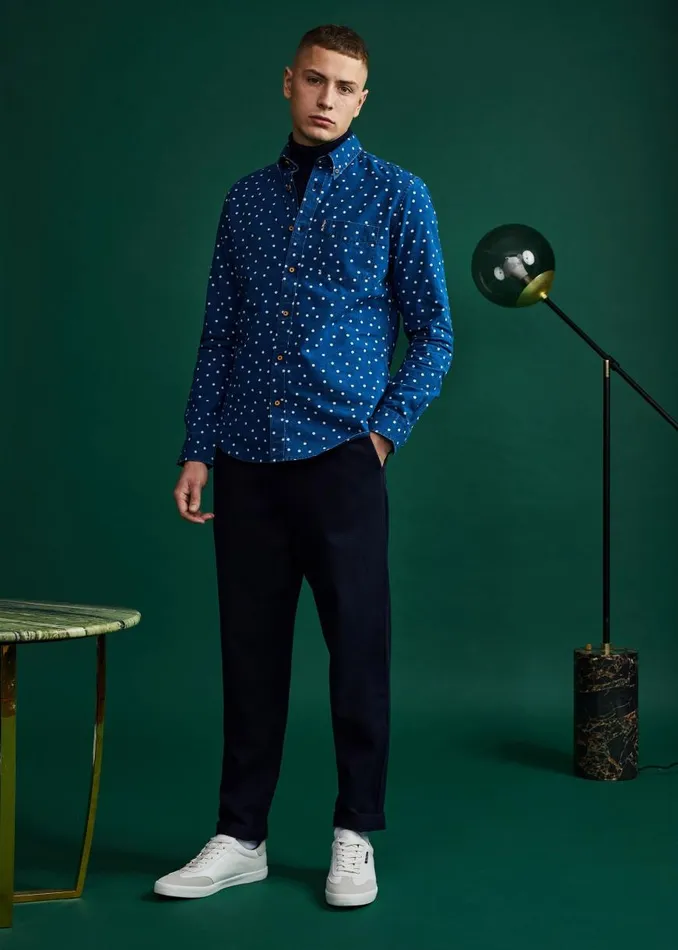 Ben Sherman Archive Print Shirts Men Indigo Spot Print LongSleeve Shirt Ben Sherman Archive Print Shirts Men Indigo Spot Print LongSleeve Shirt