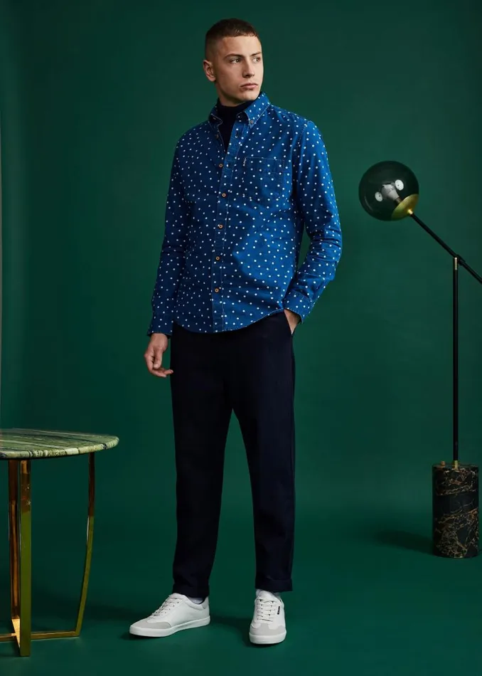 Ben Sherman Archive Print Shirts Men Indigo Spot Print LongSleeve Shirt Ben Sherman Archive Print Shirts Men Indigo Spot Print LongSleeve Shirt