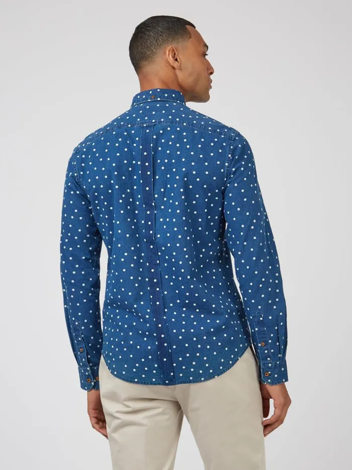 Ben Sherman Archive Print Shirts Men Indigo Spot Print LongSleeve Shirt Ben Sherman Archive Print Shirts Men Indigo Spot Print LongSleeve Shirt