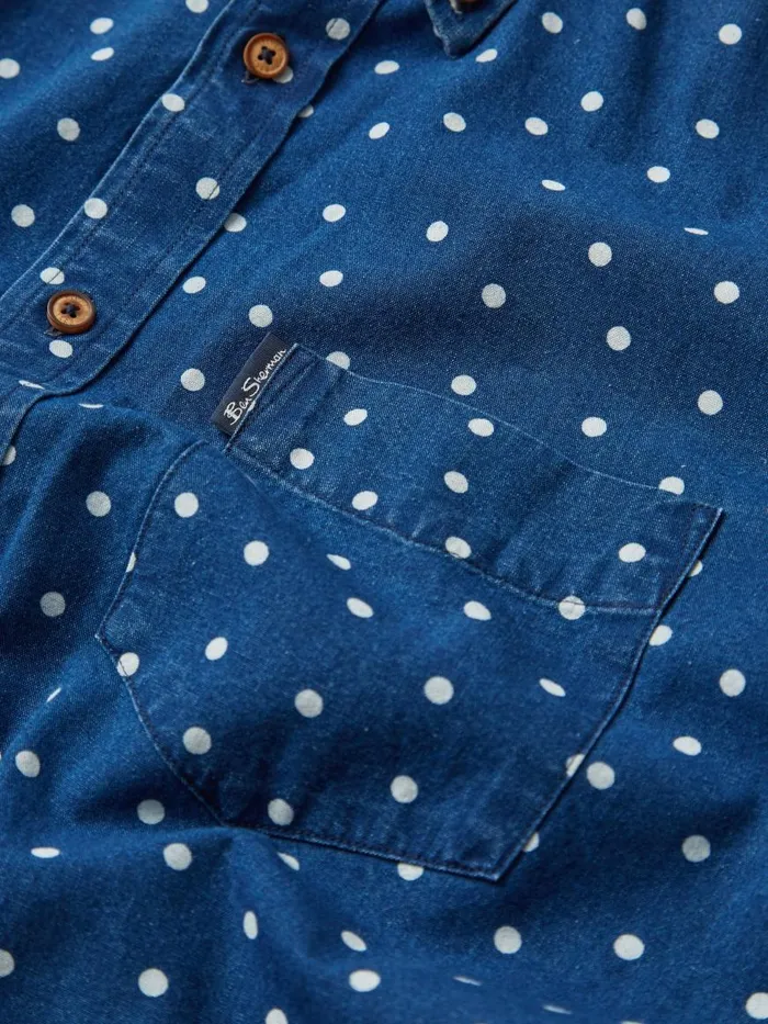 Ben Sherman Archive Print Shirts Men Indigo Spot Print LongSleeve Shirt Ben Sherman Archive Print Shirts Men Indigo Spot Print LongSleeve Shirt