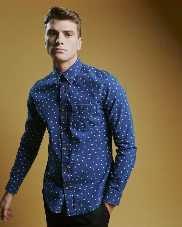 Ben Sherman Archive Print Shirts Men Indigo Spot Print LongSleeve Shirt Ben Sherman Archive Print Shirts Men Indigo Spot Print LongSleeve Shirt