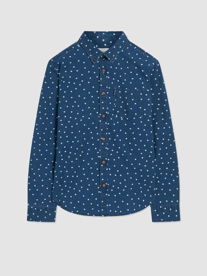 Ben Sherman Archive Print Shirts Men Indigo Spot Print LongSleeve Shirt Ben Sherman Archive Print Shirts Men Indigo Spot Print LongSleeve Shirt