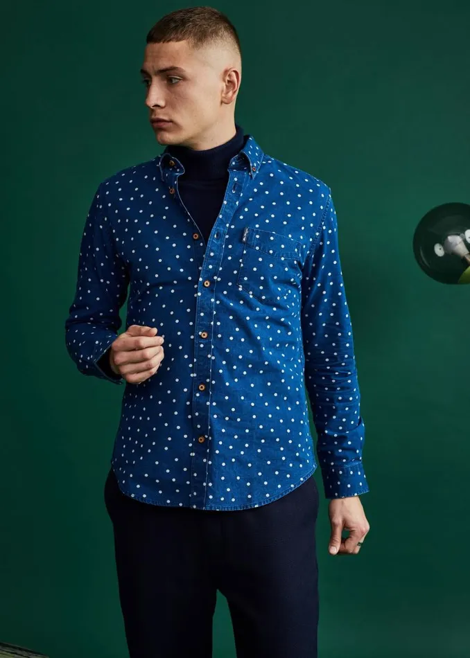 Ben Sherman Archive Print Shirts Men Indigo Spot Print LongSleeve Shirt Ben Sherman Archive Print Shirts Men Indigo Spot Print LongSleeve Shirt