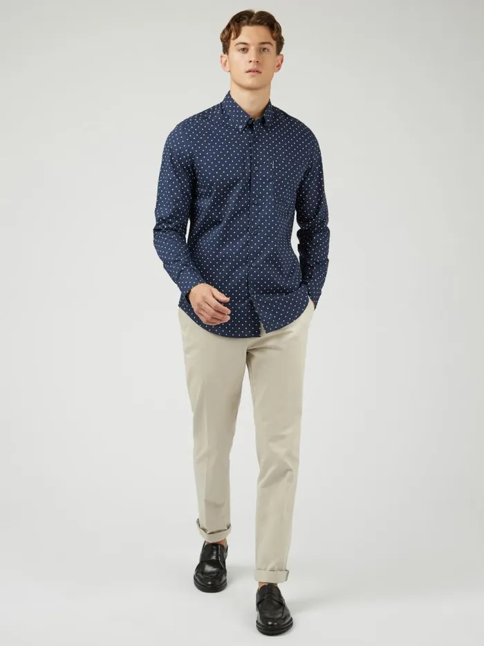 Ben Sherman Archive Print Shirts Men Navy Polka Dot Print LongSleeve Shirt Ben Sherman Archive Print Shirts Men Navy Polka Dot Print LongSleeve Shirt