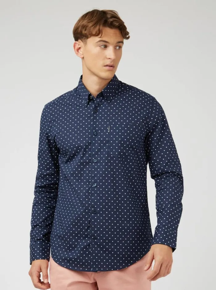 Ben Sherman Archive Print Shirts Men Navy Polka Dot Print LongSleeve Shirt Ben Sherman Archive Print Shirts Men Navy Polka Dot Print LongSleeve Shirt