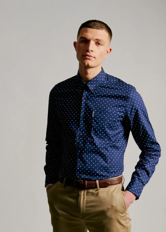 Ben Sherman Archive Print Shirts Men Navy Polka Dot Print LongSleeve Shirt Ben Sherman Archive Print Shirts Men Navy Polka Dot Print LongSleeve Shirt