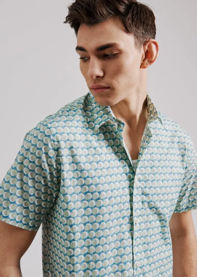 Ben Sherman Archive Print Shirts Men Watercolor Spot Print ShortSleeve Shirt