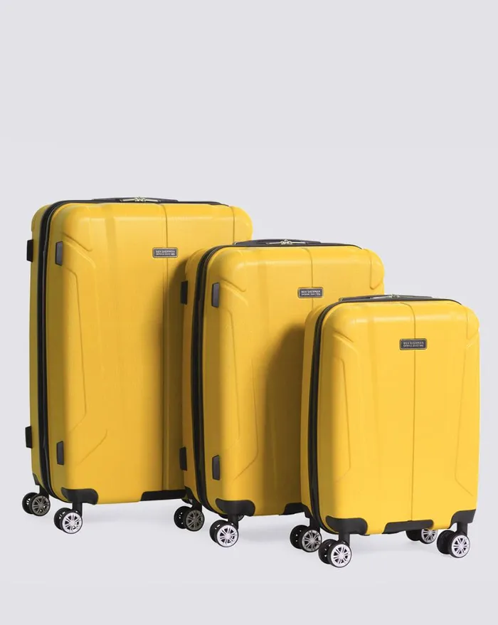 Ben Sherman Bags and Luggage Men Derby Hardside 3 Piece Luggage Set 8211 Mustard