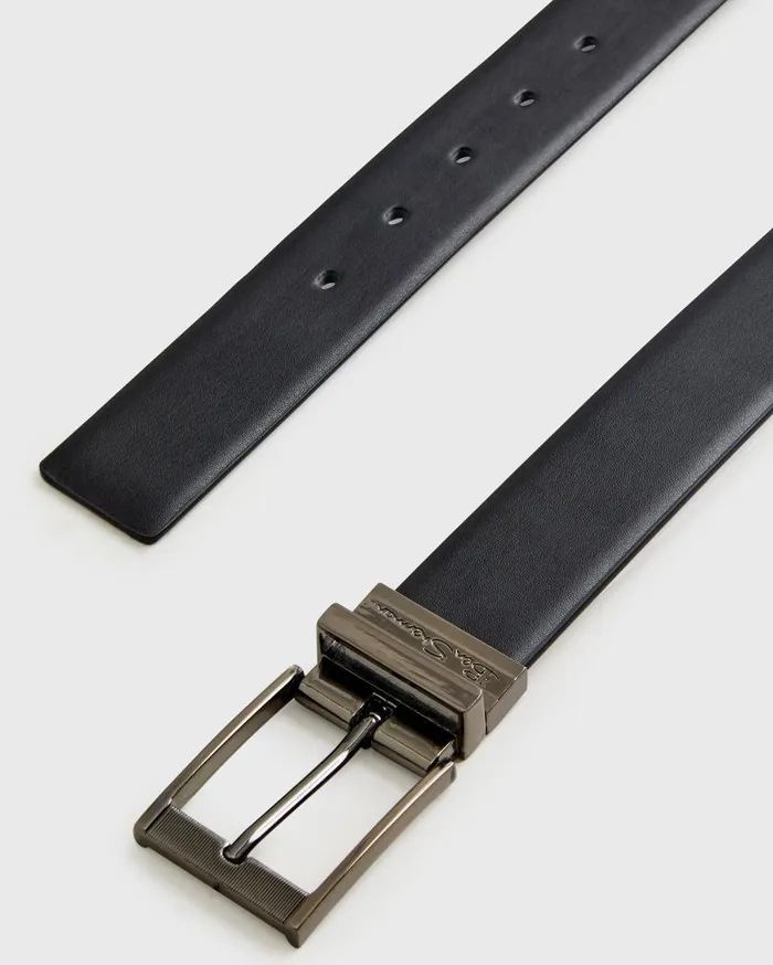 Ben Sherman Belts Men Reversible Vegan Leather Belt 8211 BlackBrown