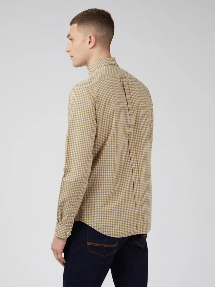 Ben Sherman Heritage Check Shirts Men Signature Gingham LongSleeve Shirt 8211 Stone